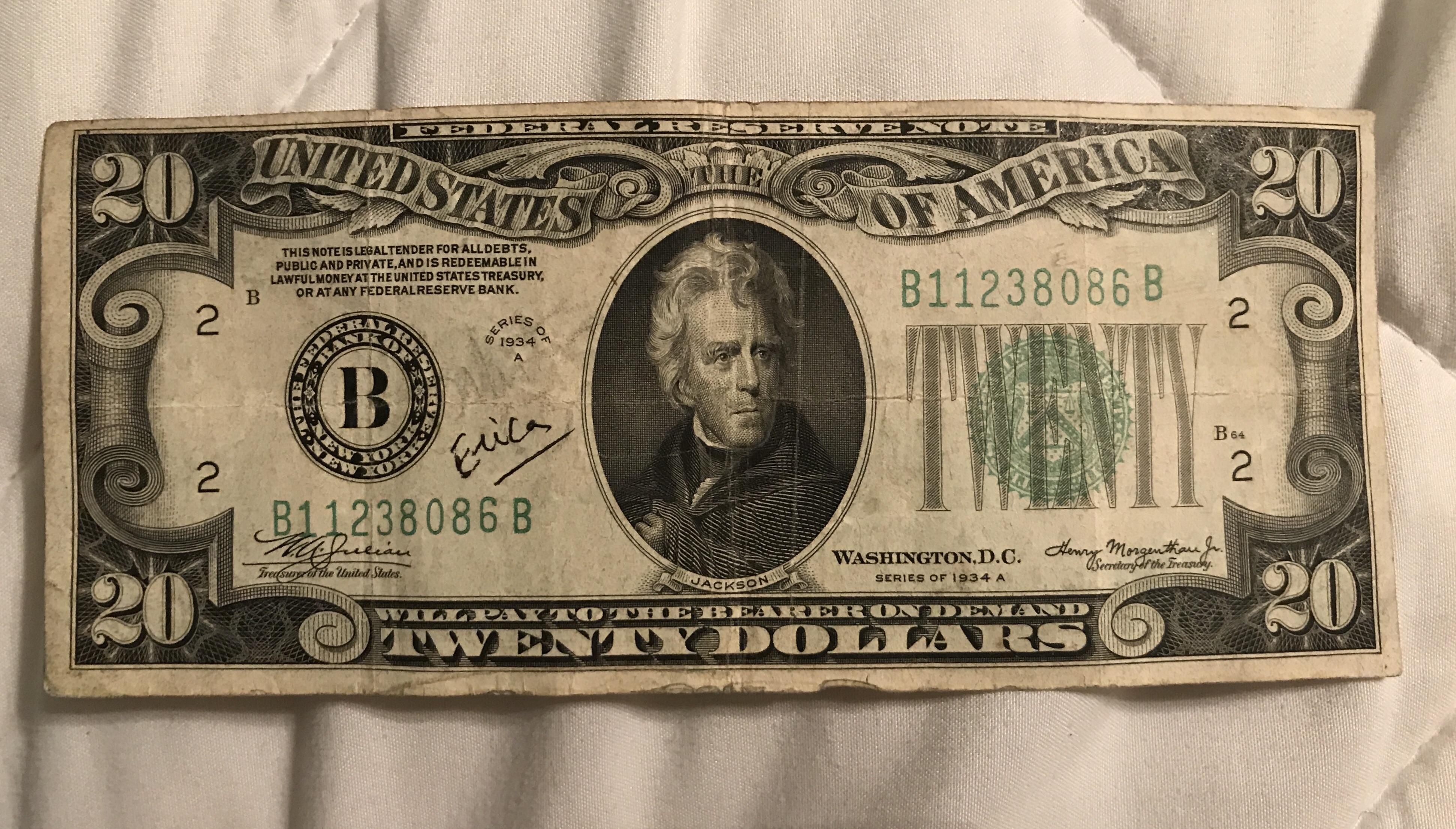 What is a 1934 $20 bill worth